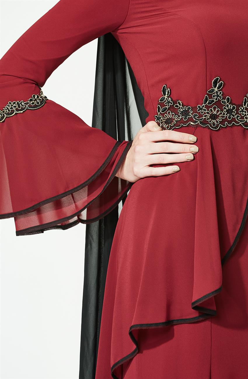 Evening Dress Dress-Claret Red 3012-67