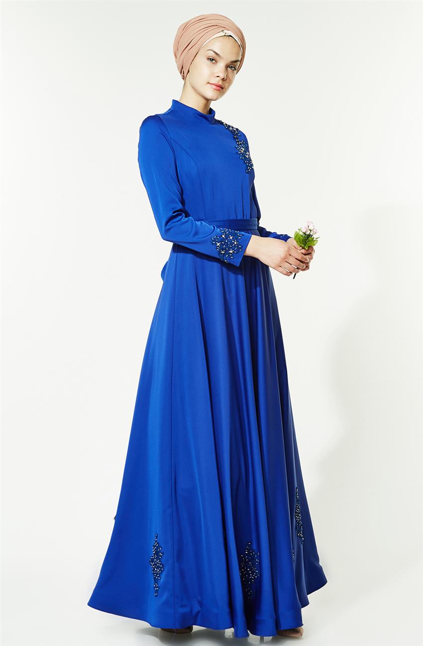 Tuğba فستان سهرة-أزرق غامق M5144-69