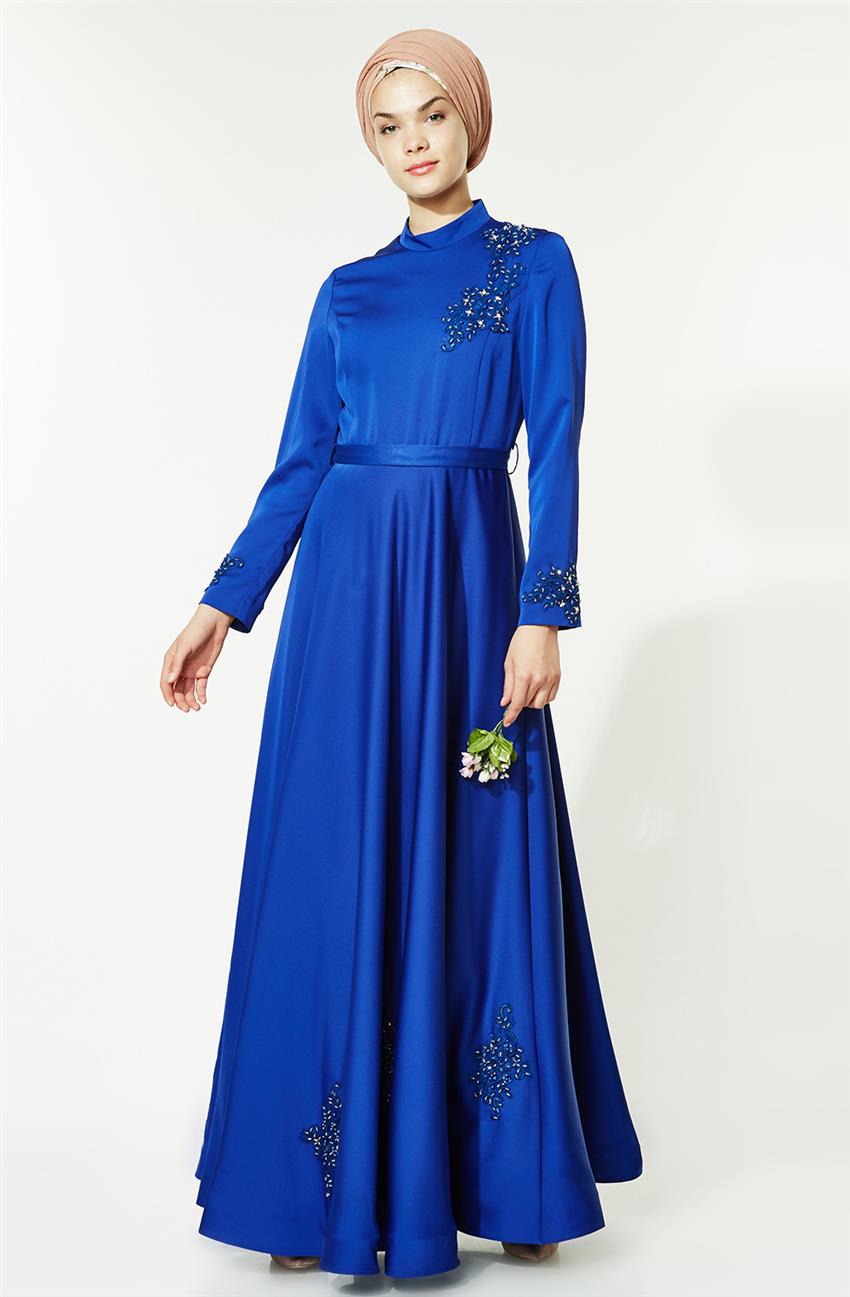 Tuğba Evening Dress-Sax M5144-69