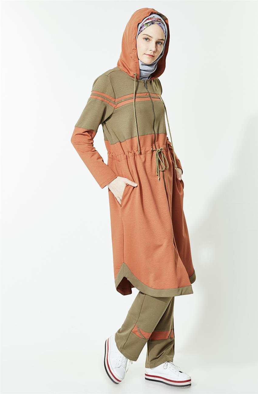 Tuğba ملابس نوم طقم-بني M4513-46
