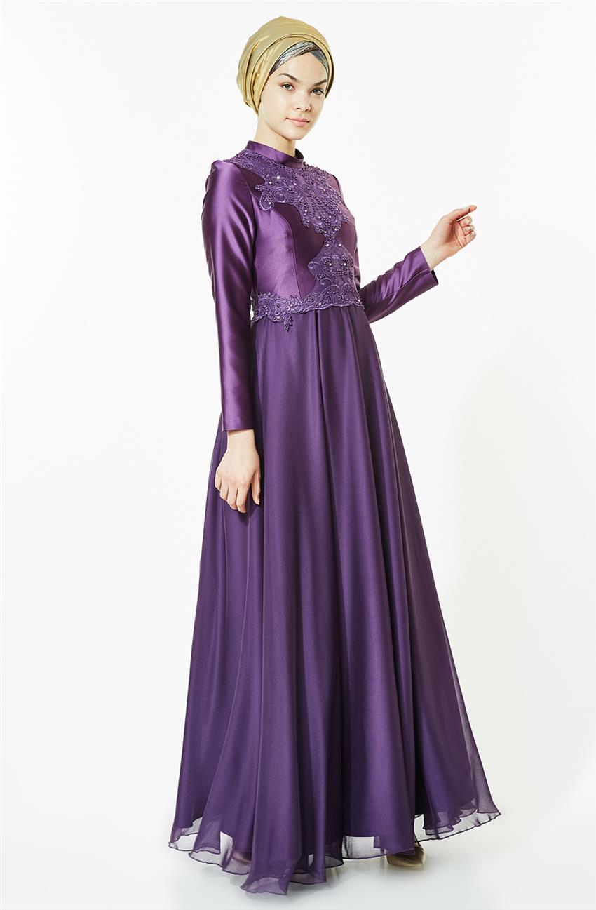 Tuğba فستان سهرة-أرجواني L5279-19