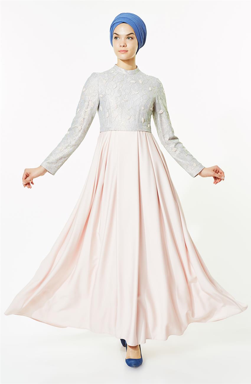 Tuğba Evening Dress-Powder L5284-17