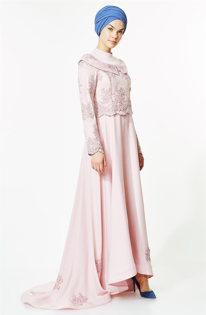 Tuğba فستان سهرة-لون البودرة L5300-17