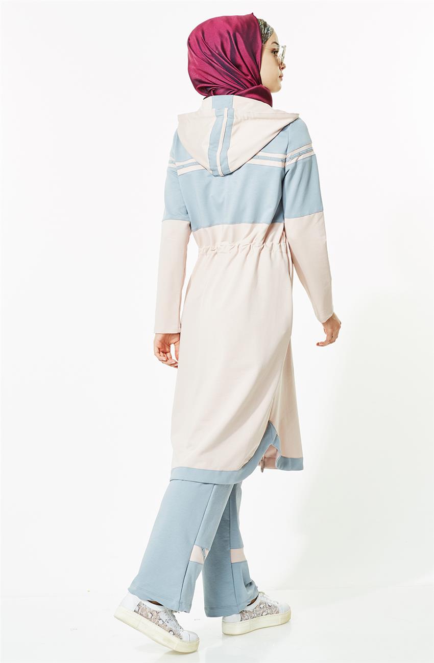 Tuğba ملابس نوم طقم-لون البودرة M4513-17