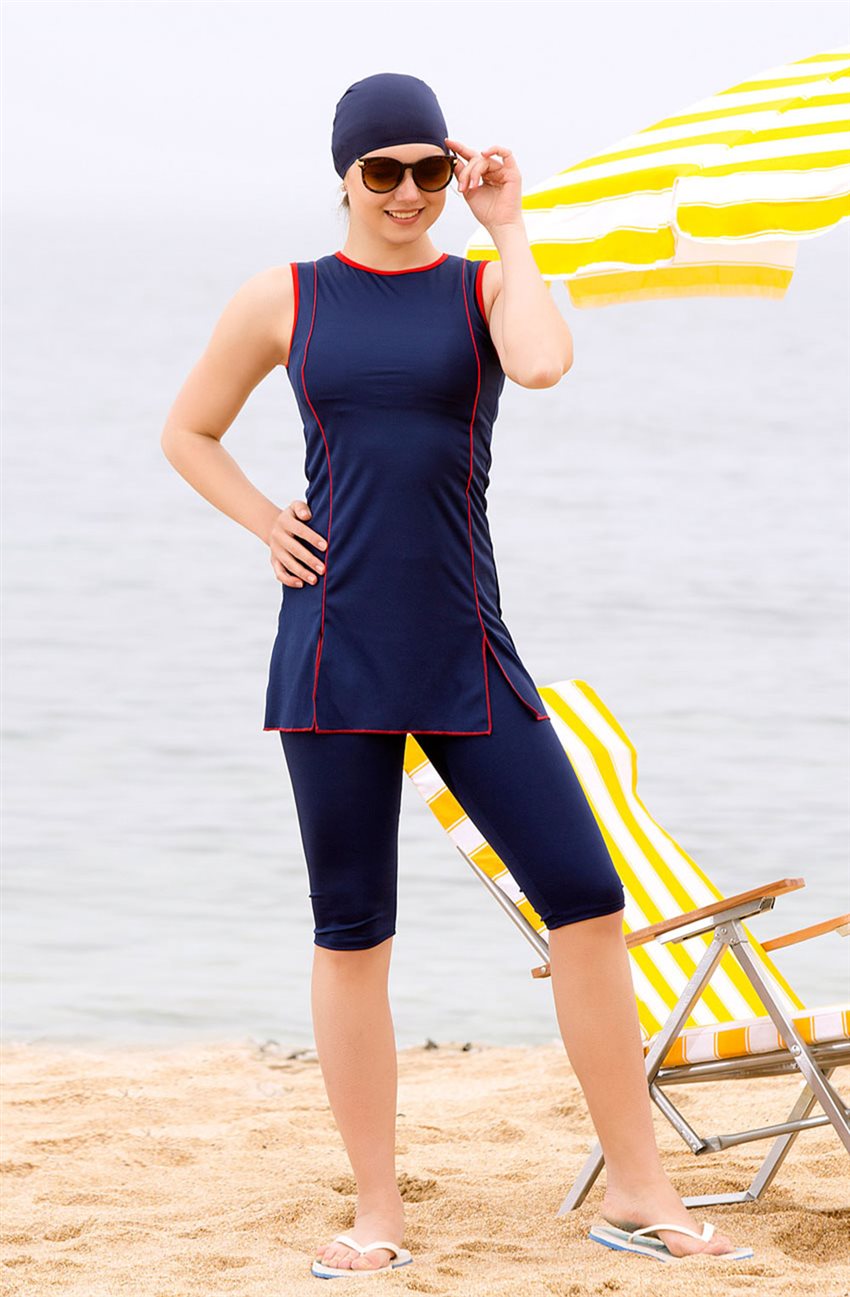 Covered Swimsuit-Navy Blue 1821-17