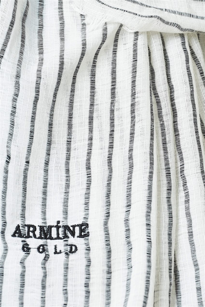 Armine قطن شال ar-9873-1195 أبيض أسود