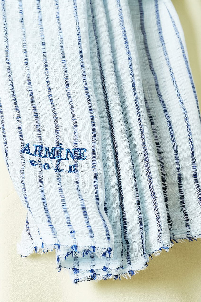 Armine قطن شال ar-9873-1196 أبيض أزرق غامق
