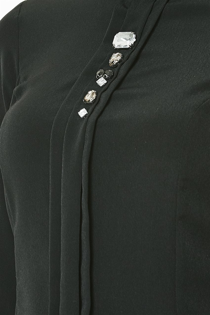 Taş Detaylı Siyah Bluz 7K3313-01