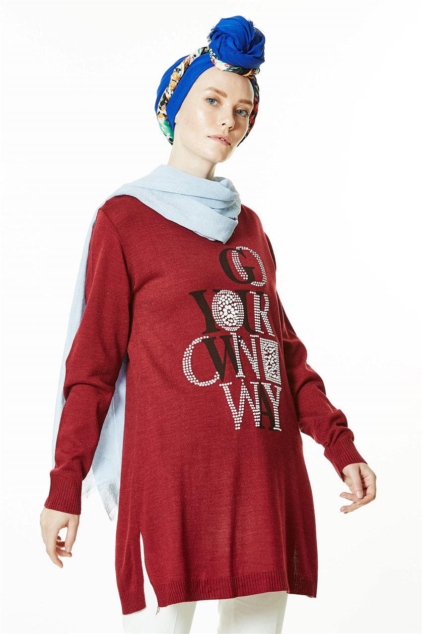 Knitwear Tunic-Claret Red 1025-67