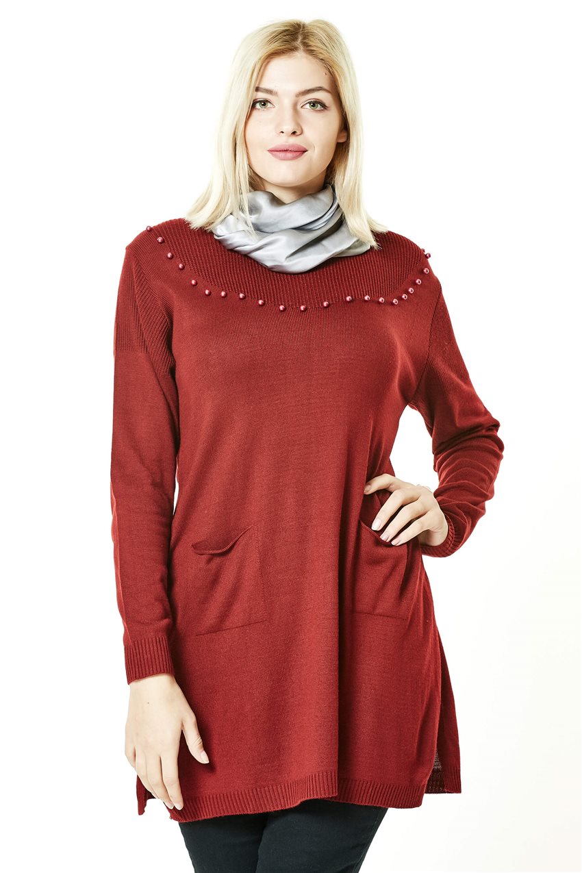 Knitwear Tunic-Claret Red 1026-67