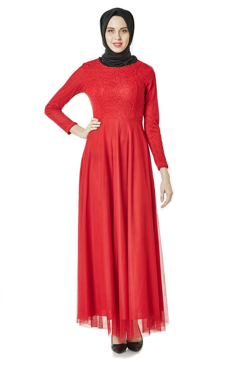 Abiye Kırmızı Elbise ELB 3456-34