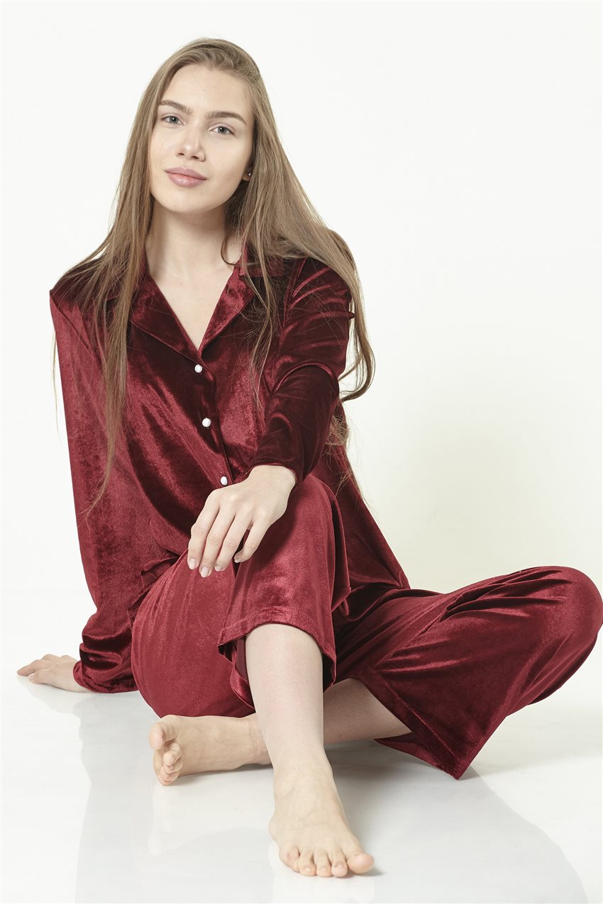 Kadife Pijama Takımı 1013 Bordo