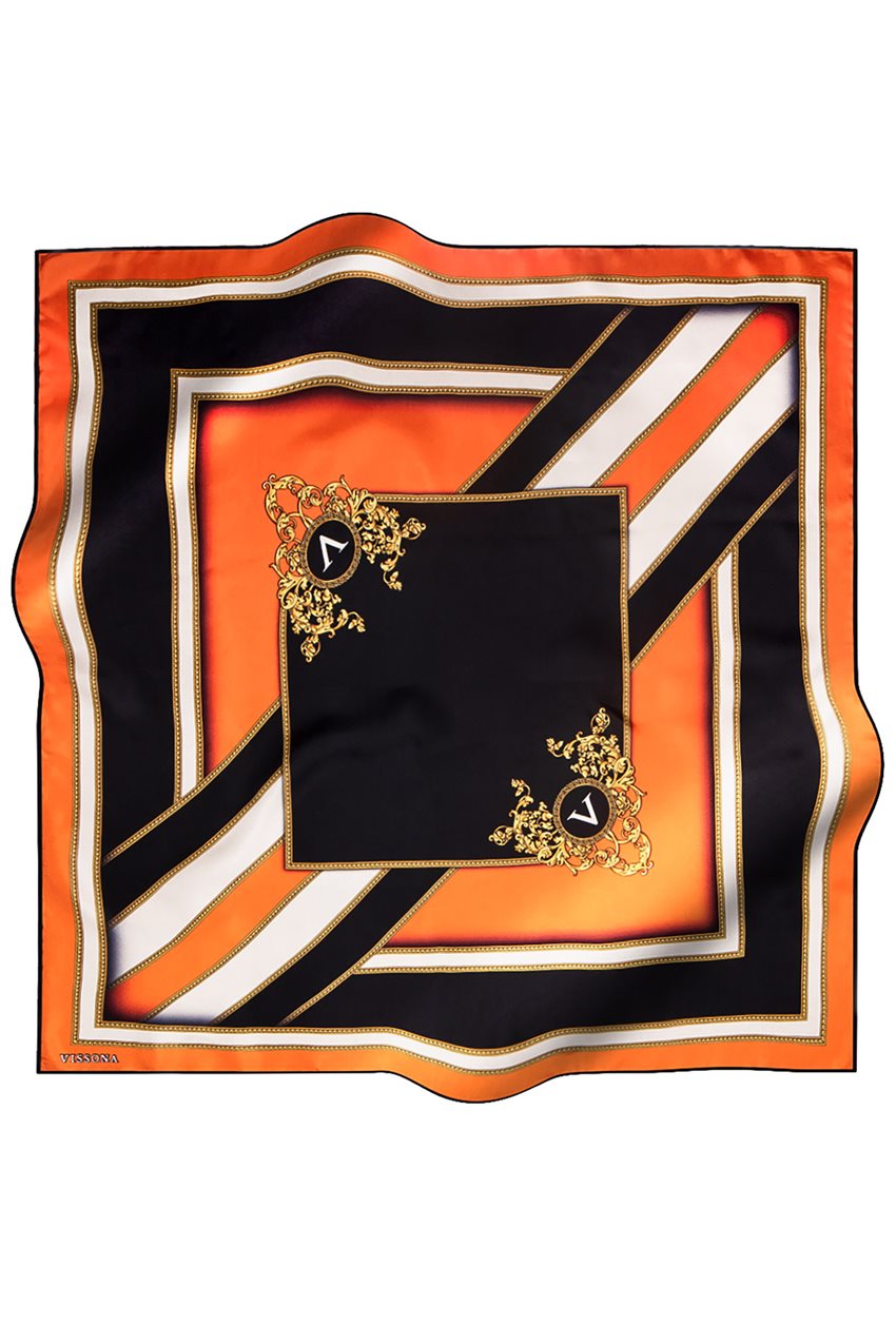 Twill حرير إيشارب-برتقالي أسود ar-16358-3701