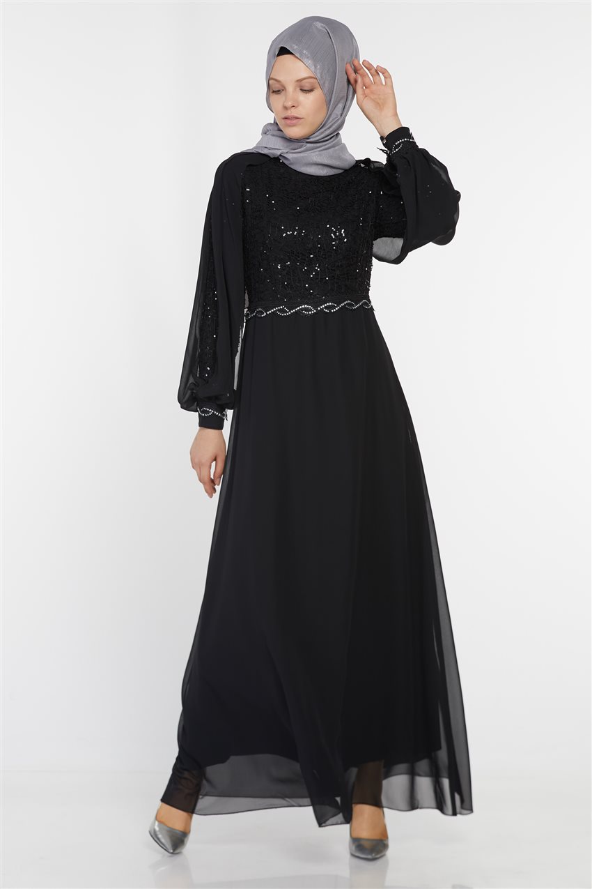 Abiye Siyah Elbise UN-52736-01