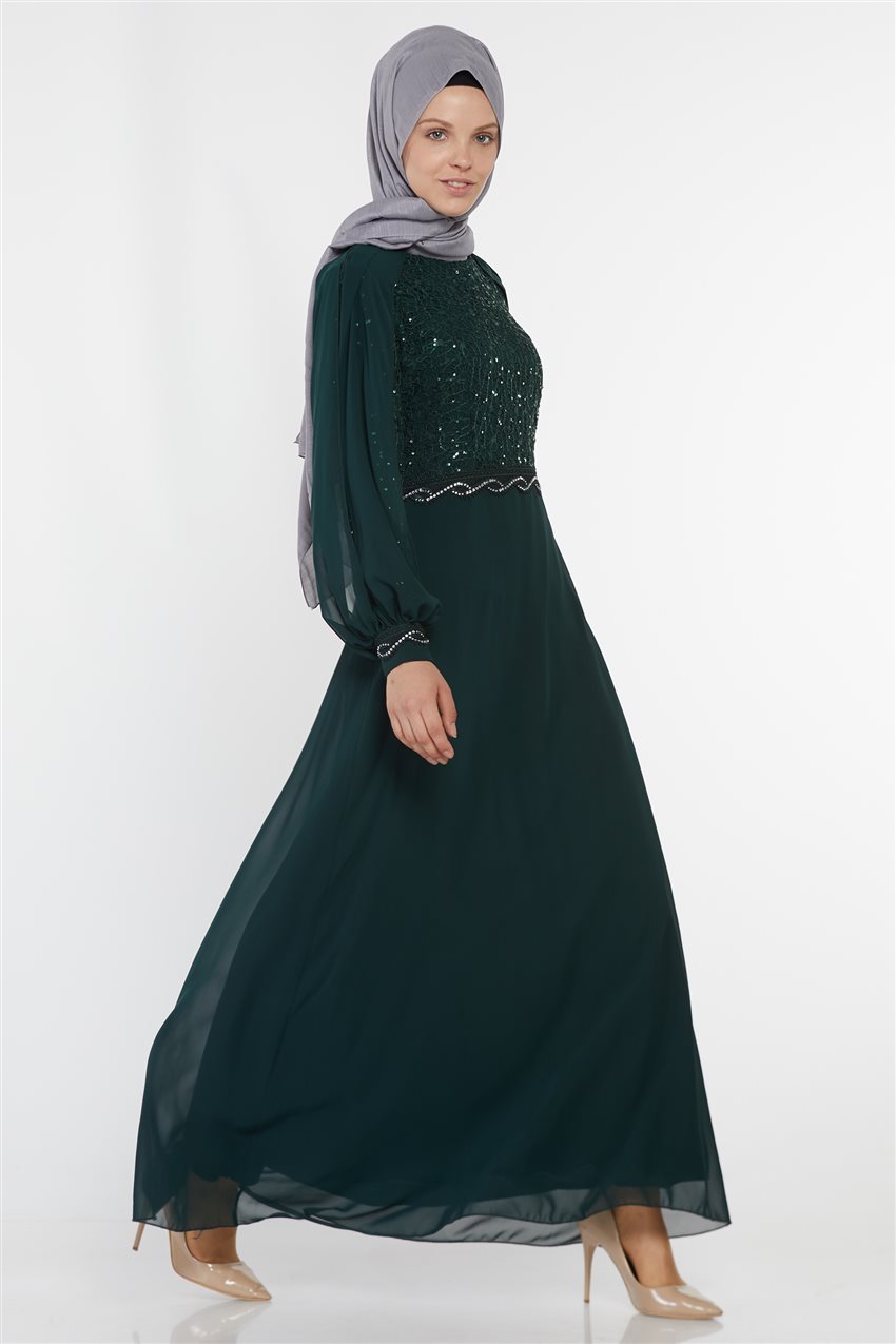 فستان سهرة-زمردي UN-52736-62