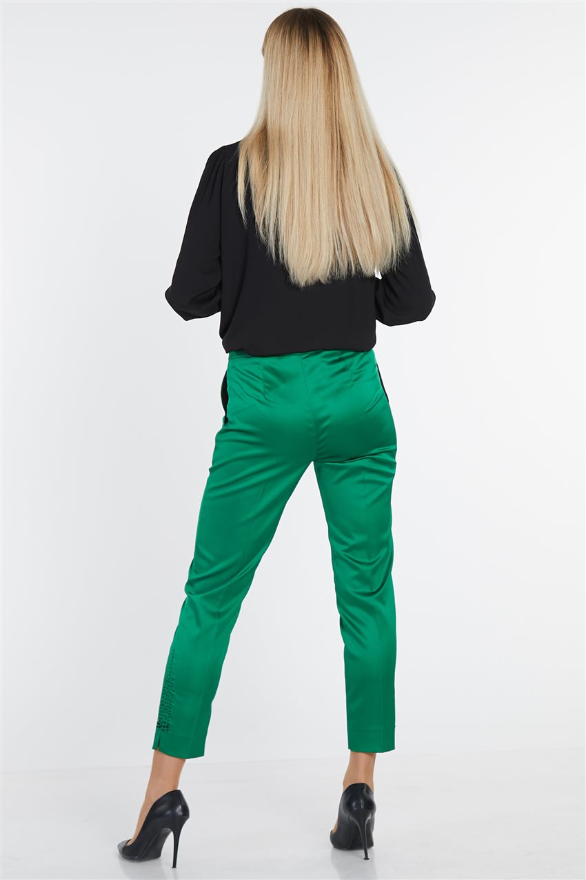 Saten Yeşil Pantolon 
