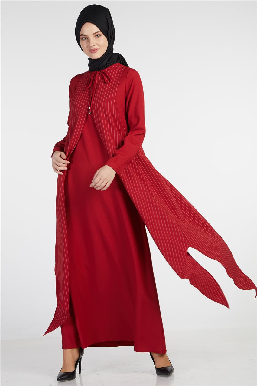 Yelekli Kırmızı Elbise 