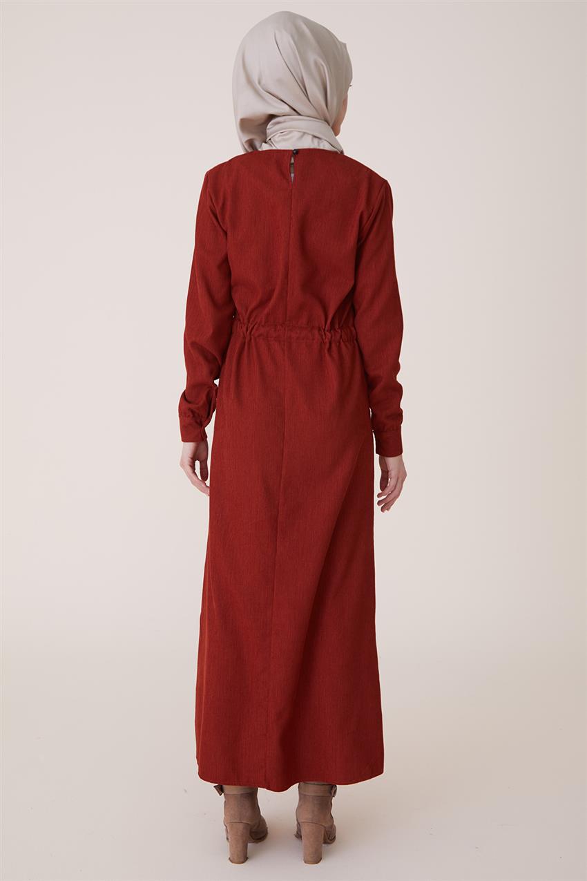 مخمل فستان-أحمر قرميدي PL-9W524-58