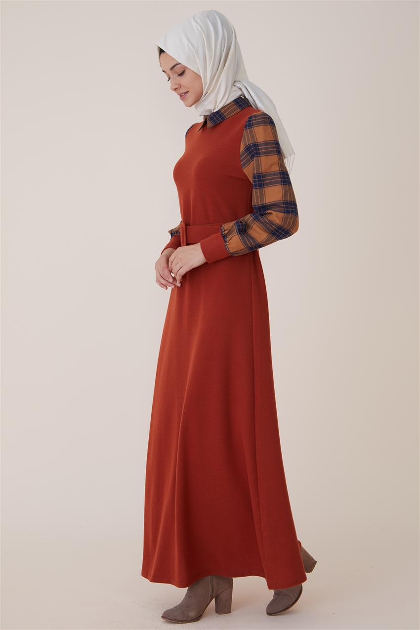 حياكة فستان-أحمر قرميدي UB-9W81746-58