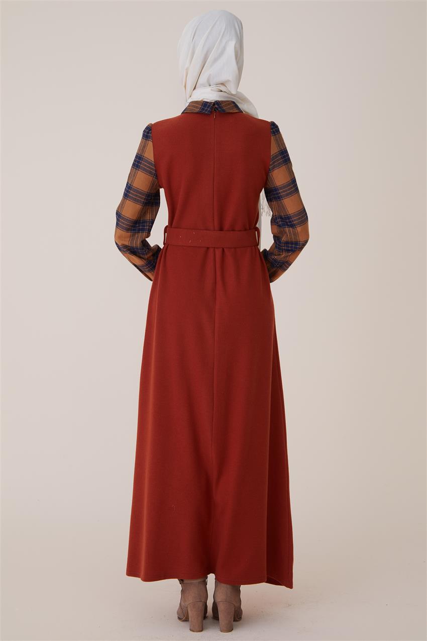 حياكة فستان-أحمر قرميدي UB-9W81746-58
