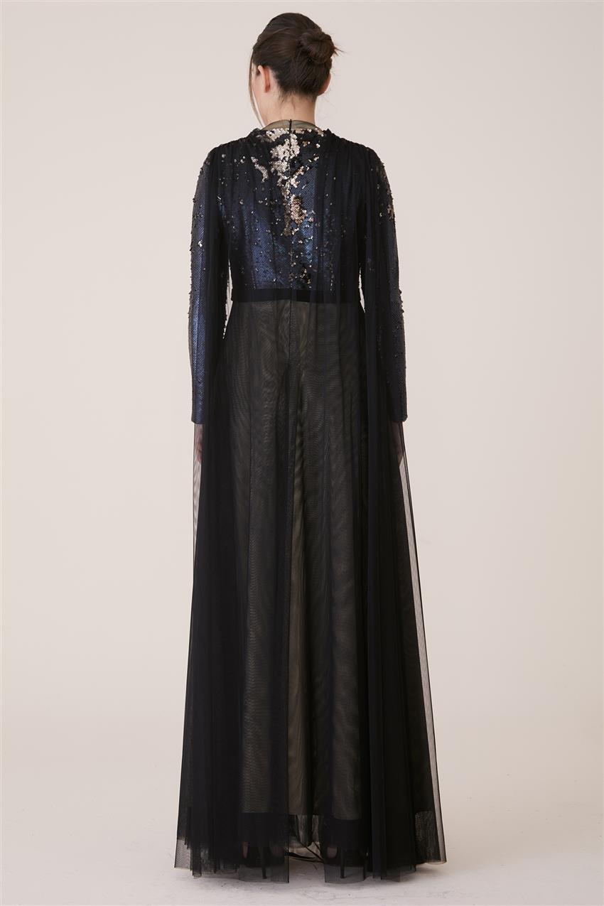 Payetli Siyah Elbise 19Y124-01