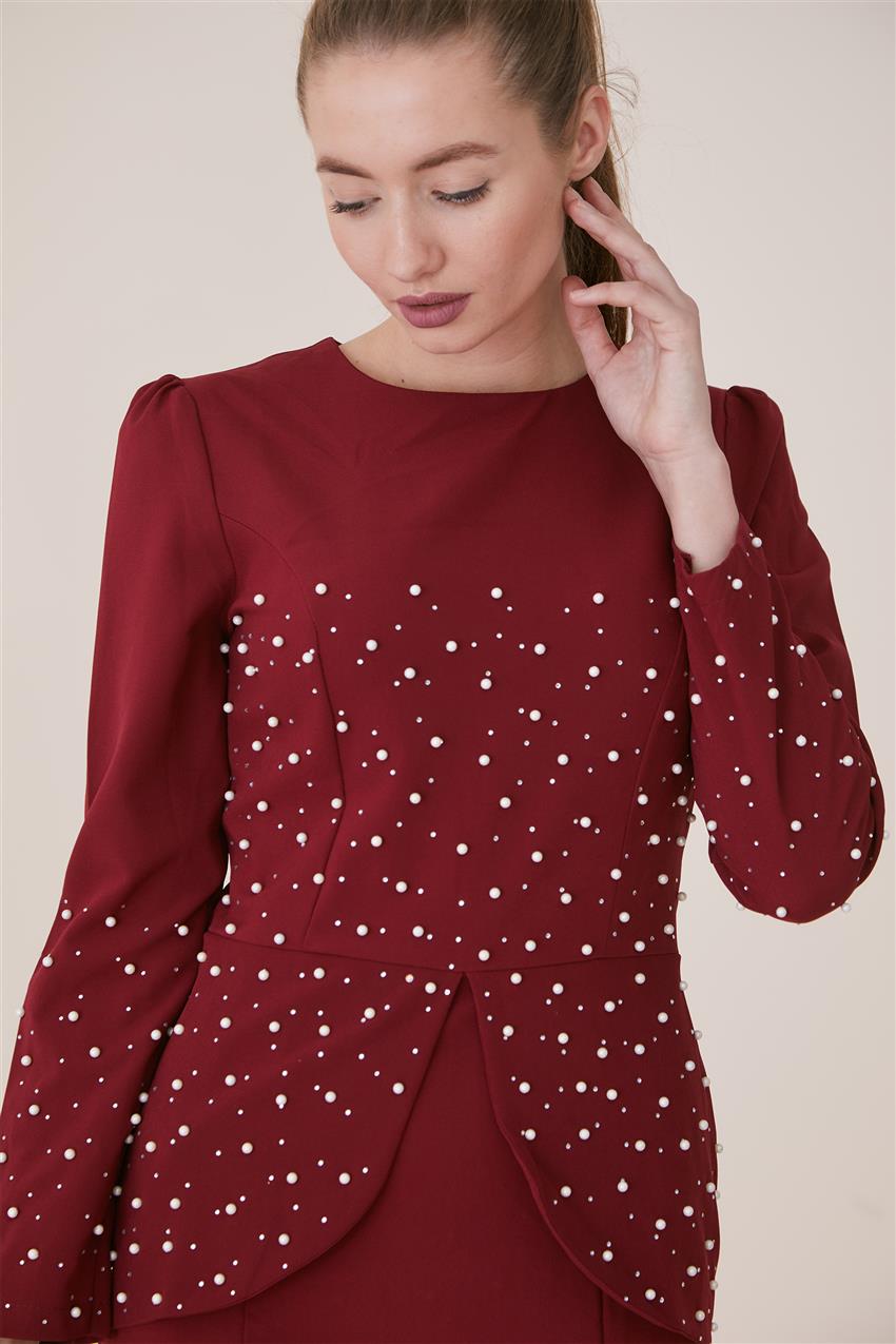 Evening Dress Dress-Claret Red 3009-67