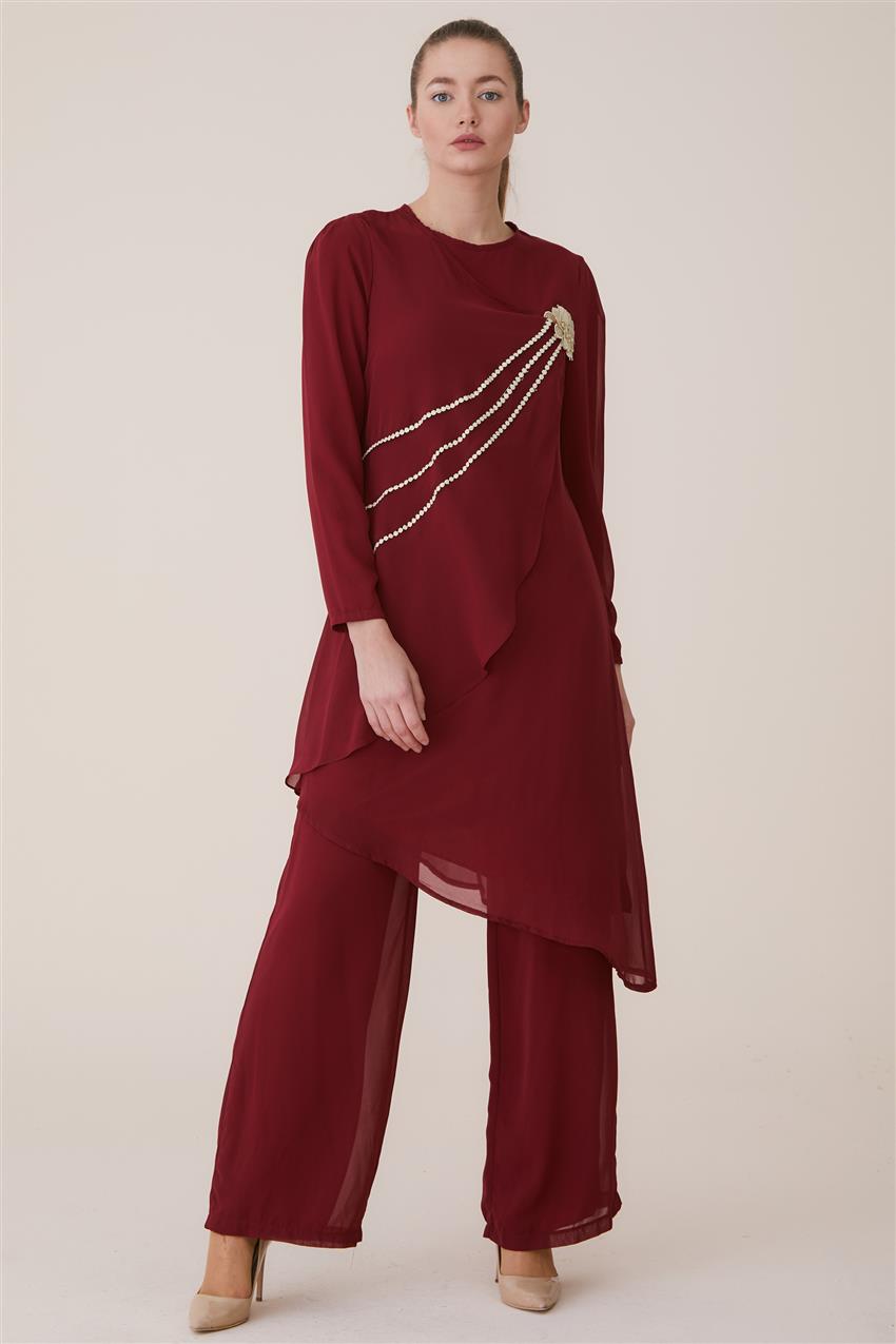 Pants Suit-Claret Red 9009-67