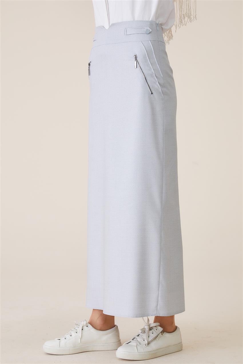 Light blue pocket zippered straight cut skirt