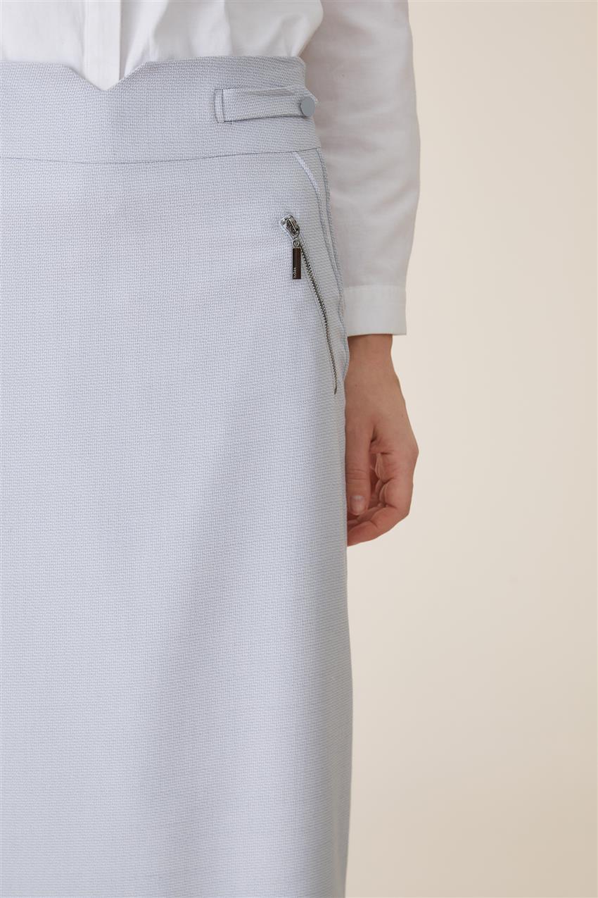 Light blue pocket zippered straight cut skirt