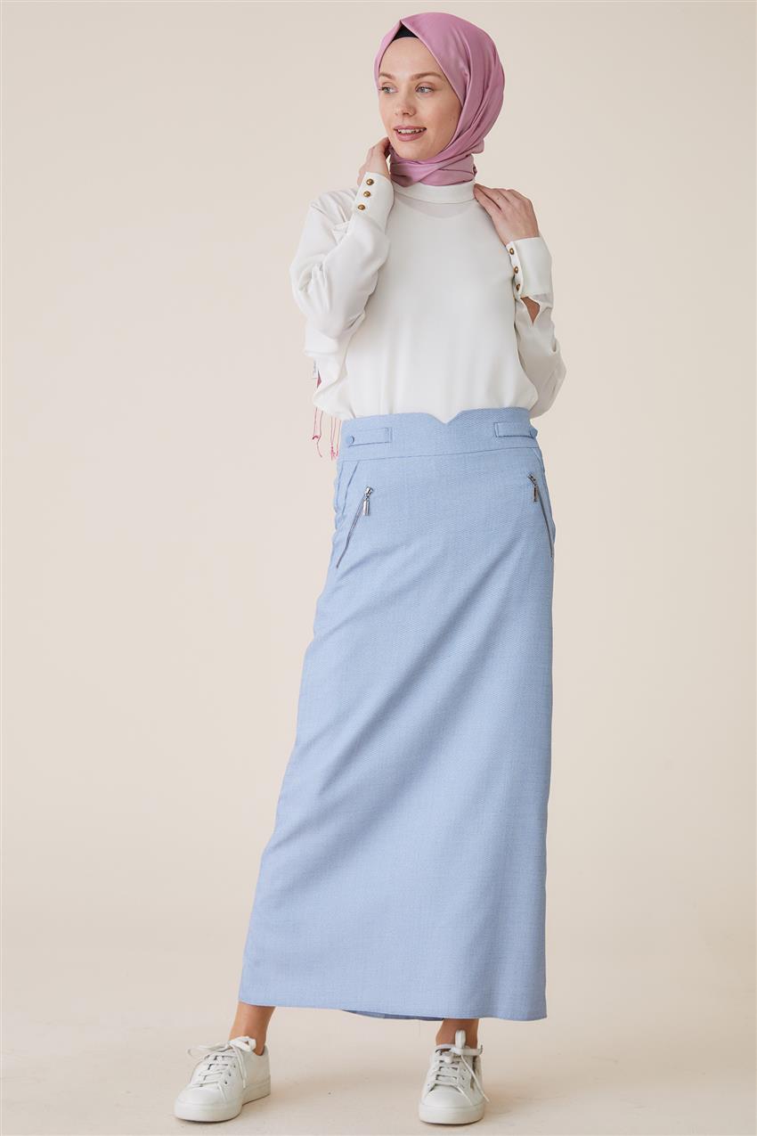 Blue Pocket Fermur flat cut skirt