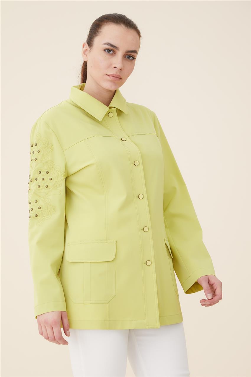 Kol Nakışlı Fıstık Yeşili Ceket