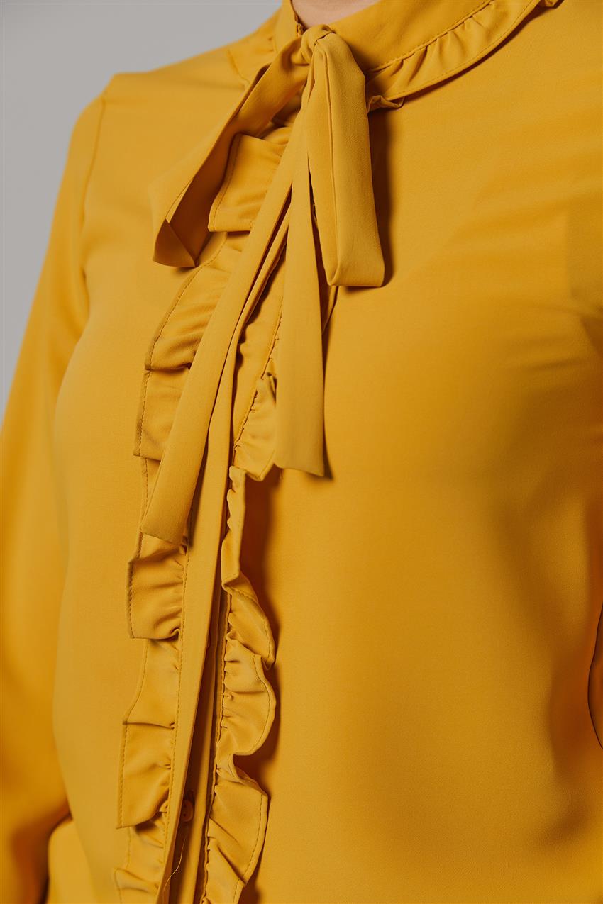 Saffron frilled collar binding shirt