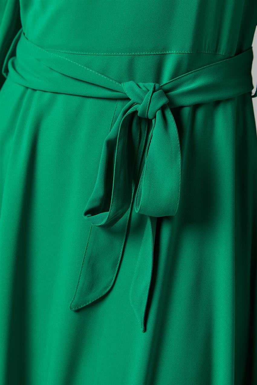Yaka Büzgülü A.yeşil Elbise