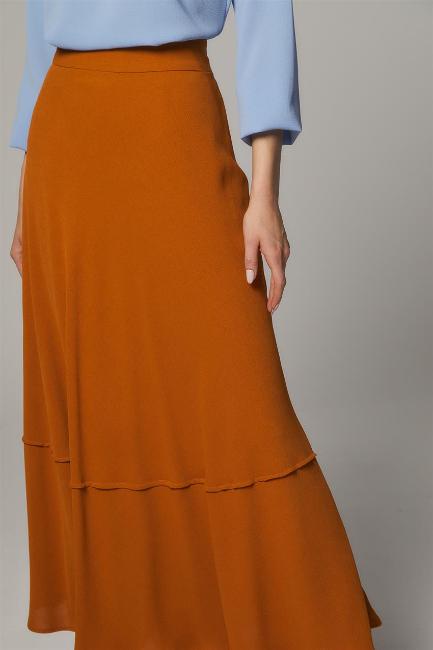 Golden Ribbed Voloanese Skirt Mustard SZ-5255-55
