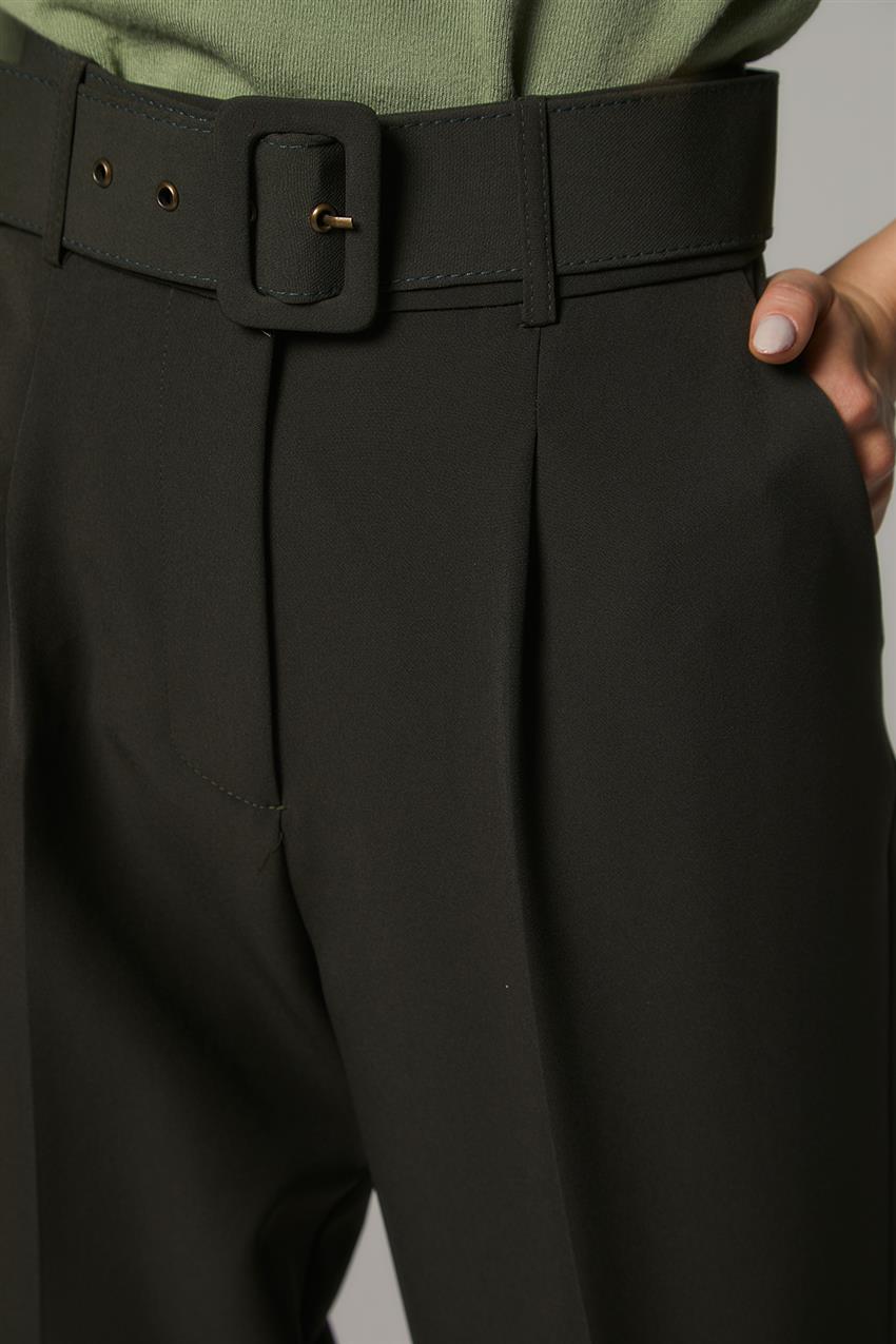 High Waist Thick Belt Pants Khaki SZ-140-27