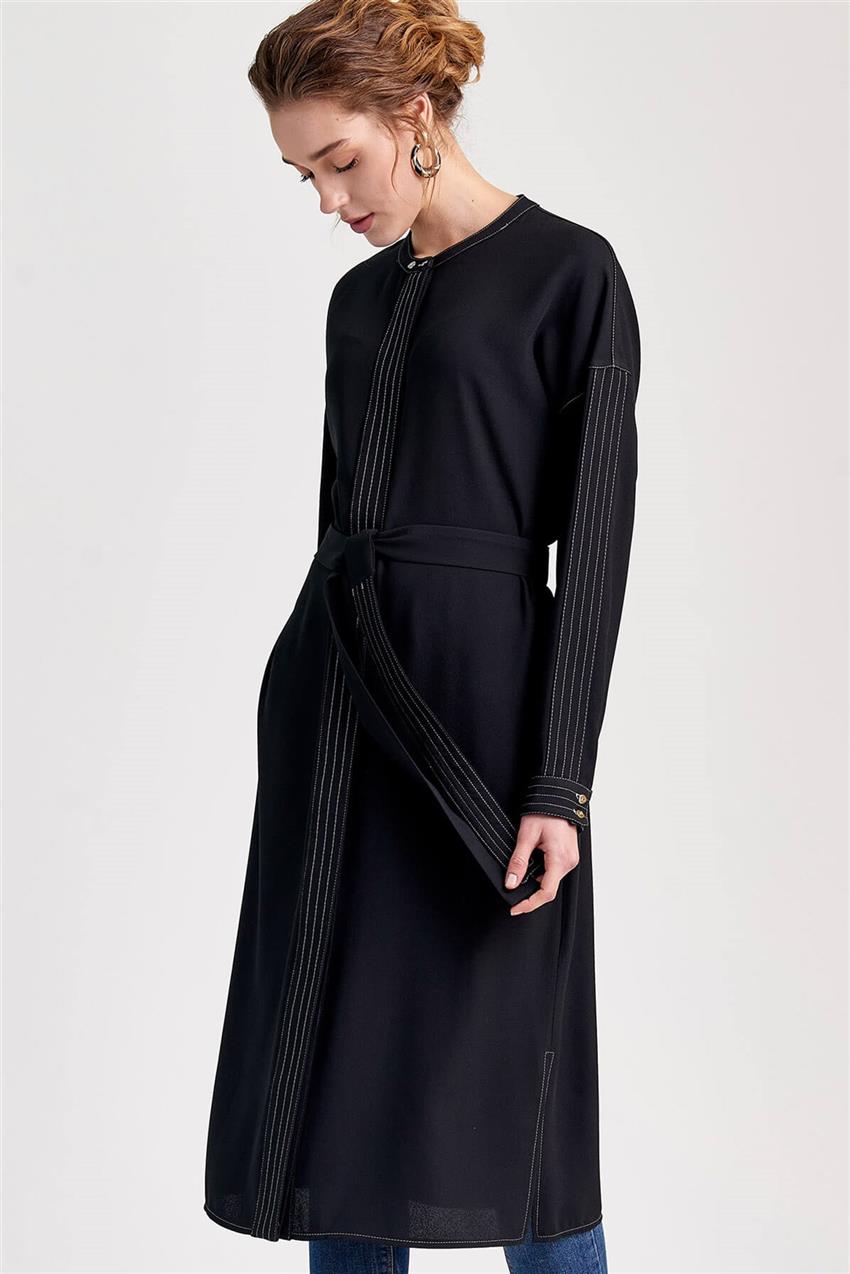 Dikiş Detaylı Reglan Kol Rahat Yazlık Siyah Giy Çık V20YGCK21013