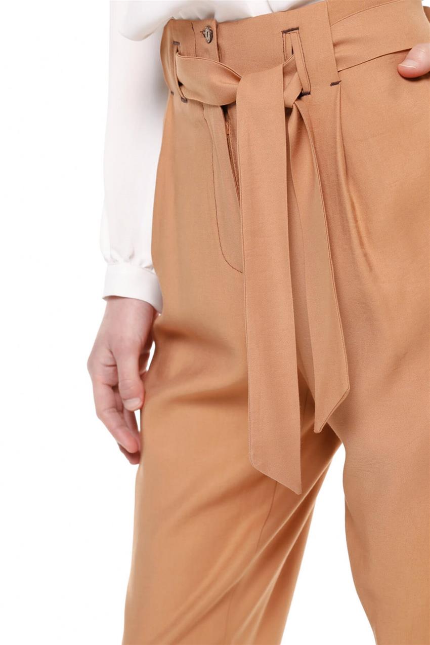 Kemer Detaylı Duble Paça Taba Renk Pantolon V20YPNT35011