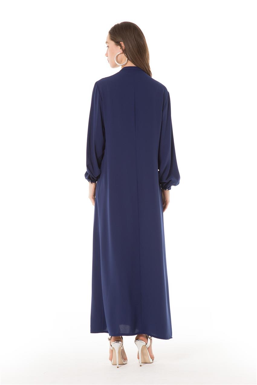 Puantiye Detaylı Lacivert Elbise V20YELB17019