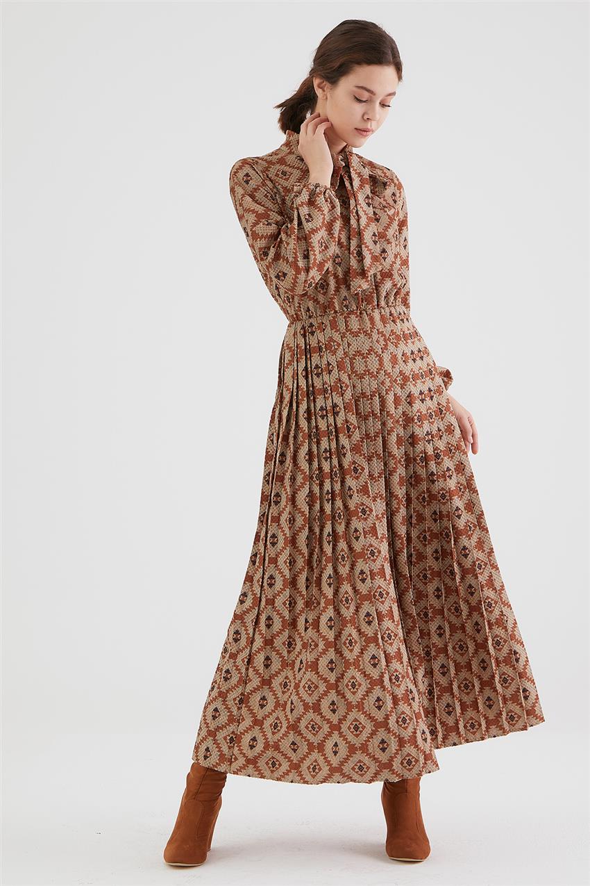 1864-58 فستان-أحمر قرميدي
