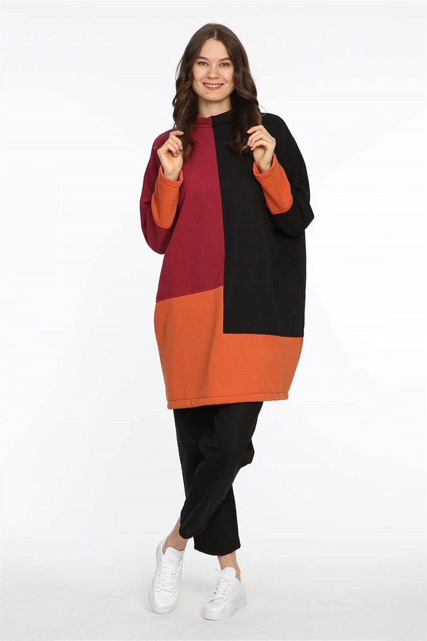 Sweatshirt-Black-Claret Red 601-01-67