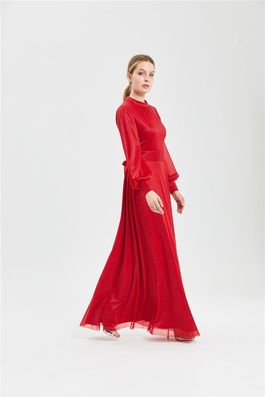 Clio Collection Tül Üzeri Sim Efektli Elbise Kırmızı 20Y1711045 20Y1711045