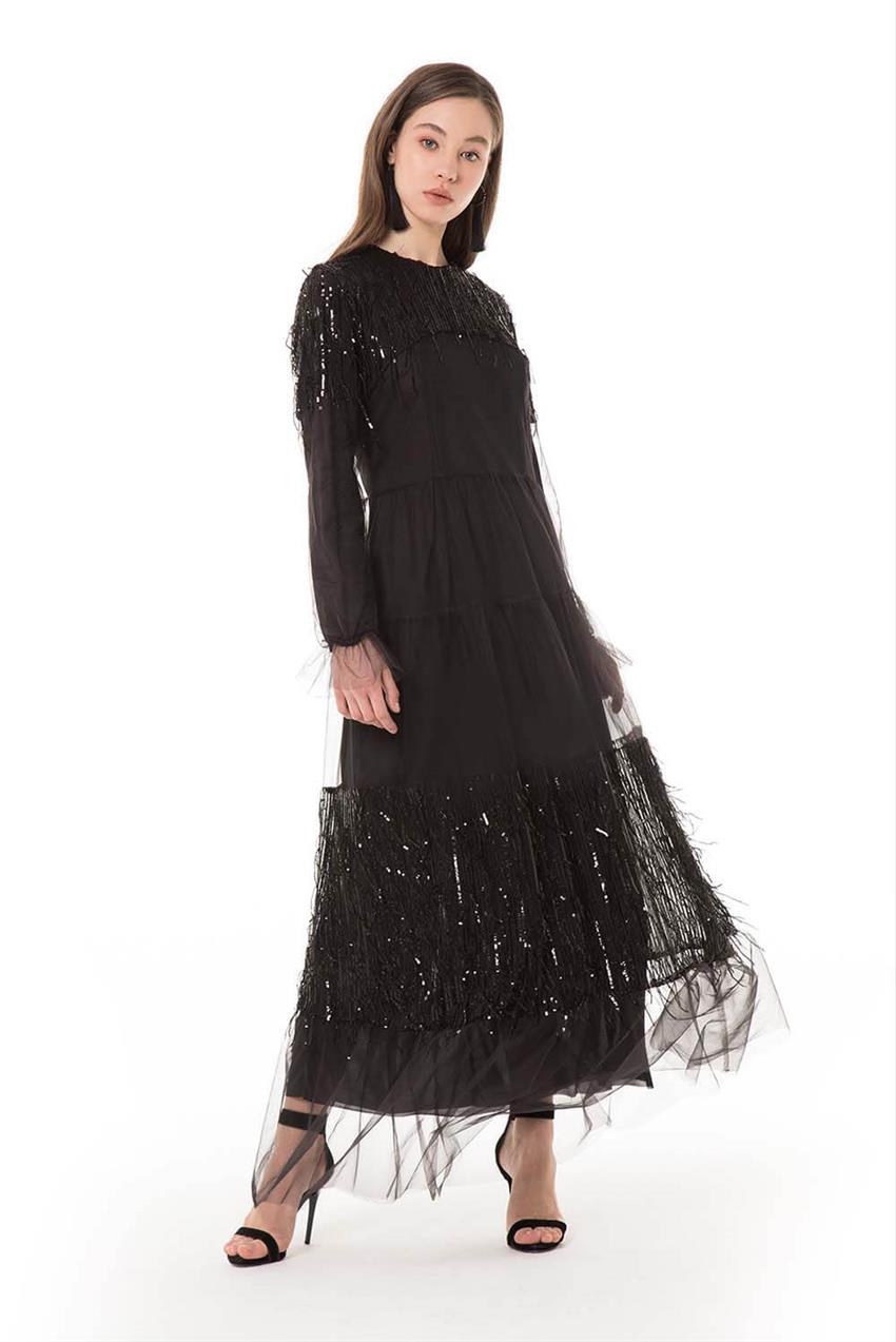 V20YELB17029 أسود فستان
