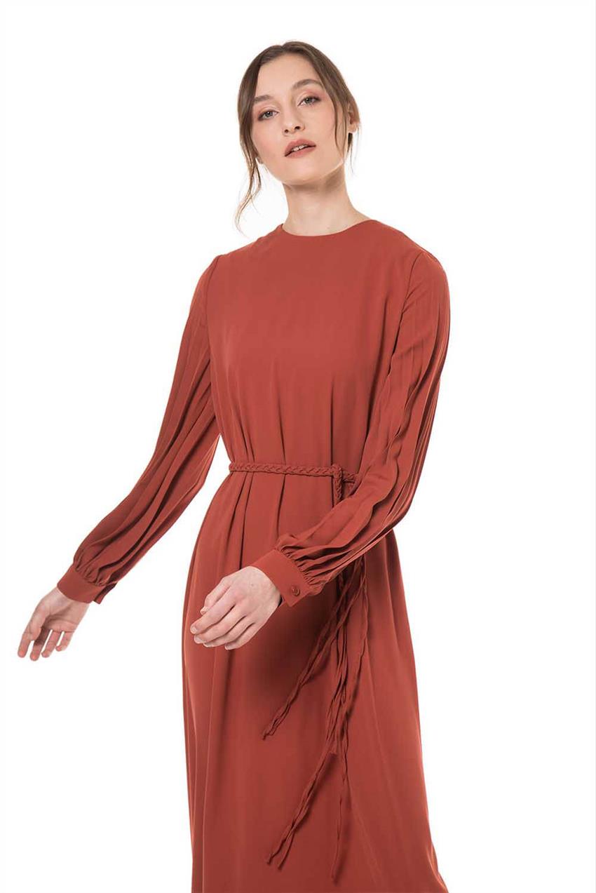 V20YELB17023 أحمر قرميدي فستان