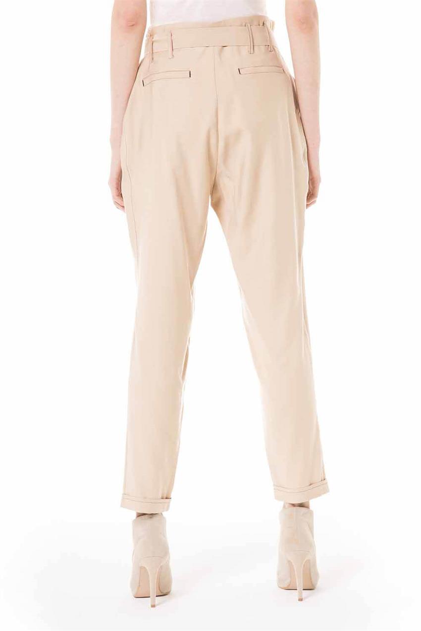 Kemer Detaylı Duble Paça Bej Renk Pantolon V20YPNT35011