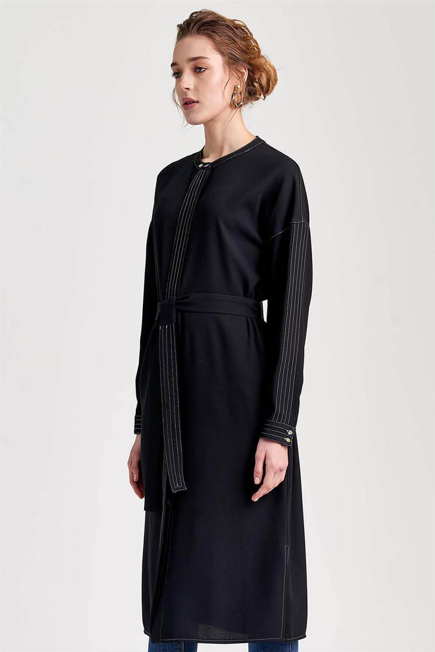 Dikiş Detaylı Reglan Kol Rahat Yazlık Siyah Giy Çık V20YGCK21013