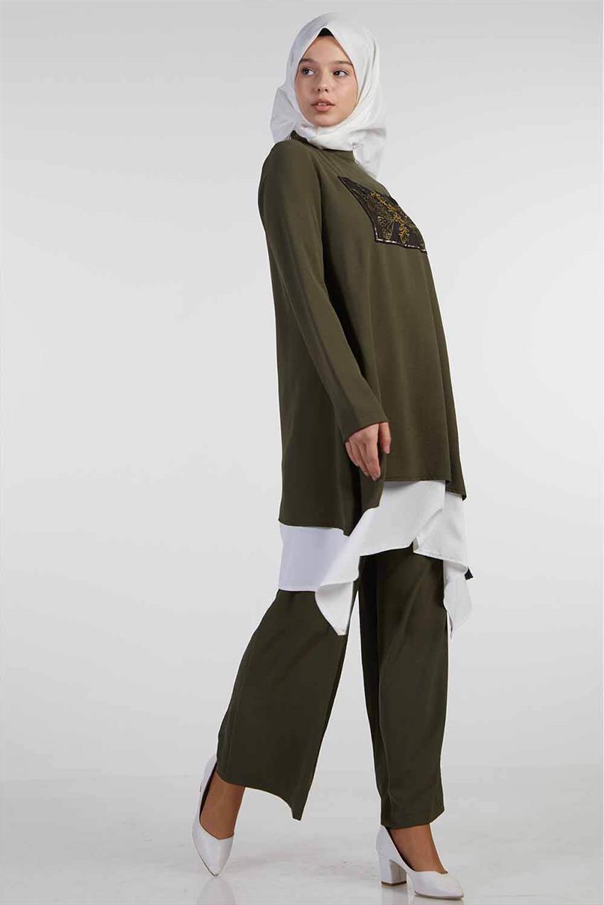 Pants Tunic Khaki Suit V19YTKM43062