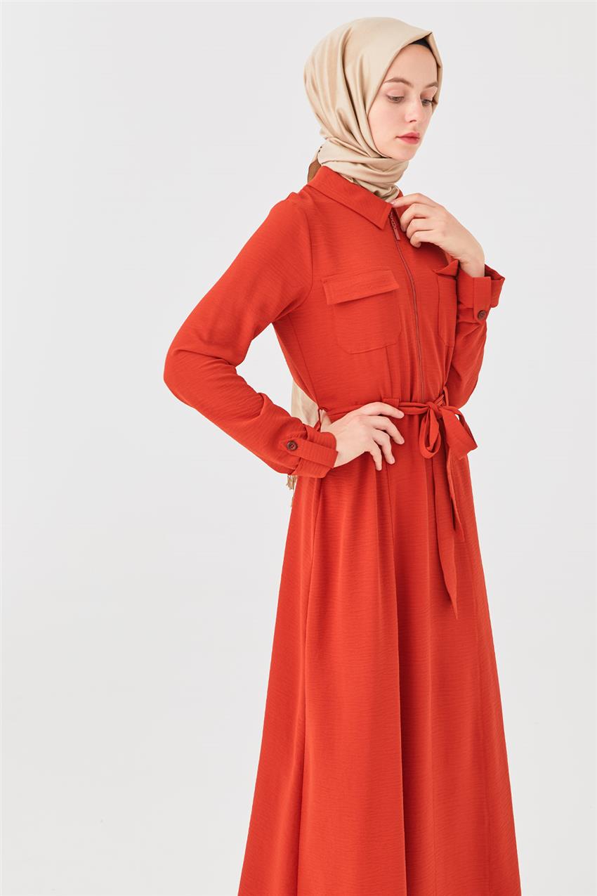 DO-B21-63046-67-67 فستان-أحمر قرميدي