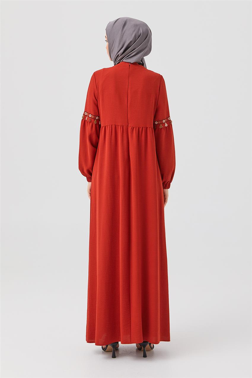 DO-B21-63037-67-67 فستان-أحمر قرميدي