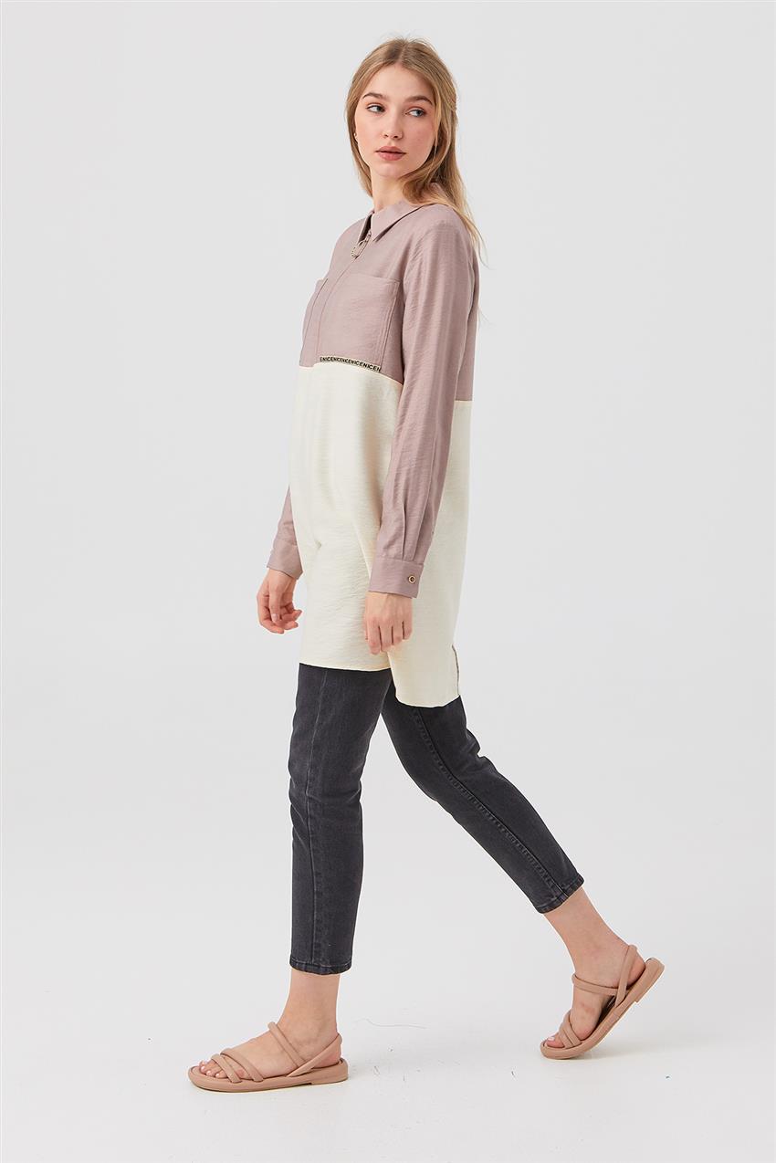 Modern double color mink tunic