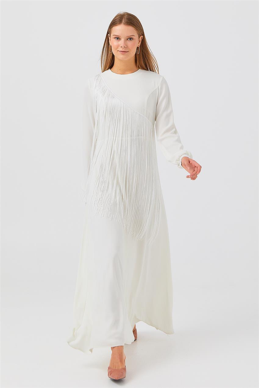 V20YELB17035-20 فستان-أبيض